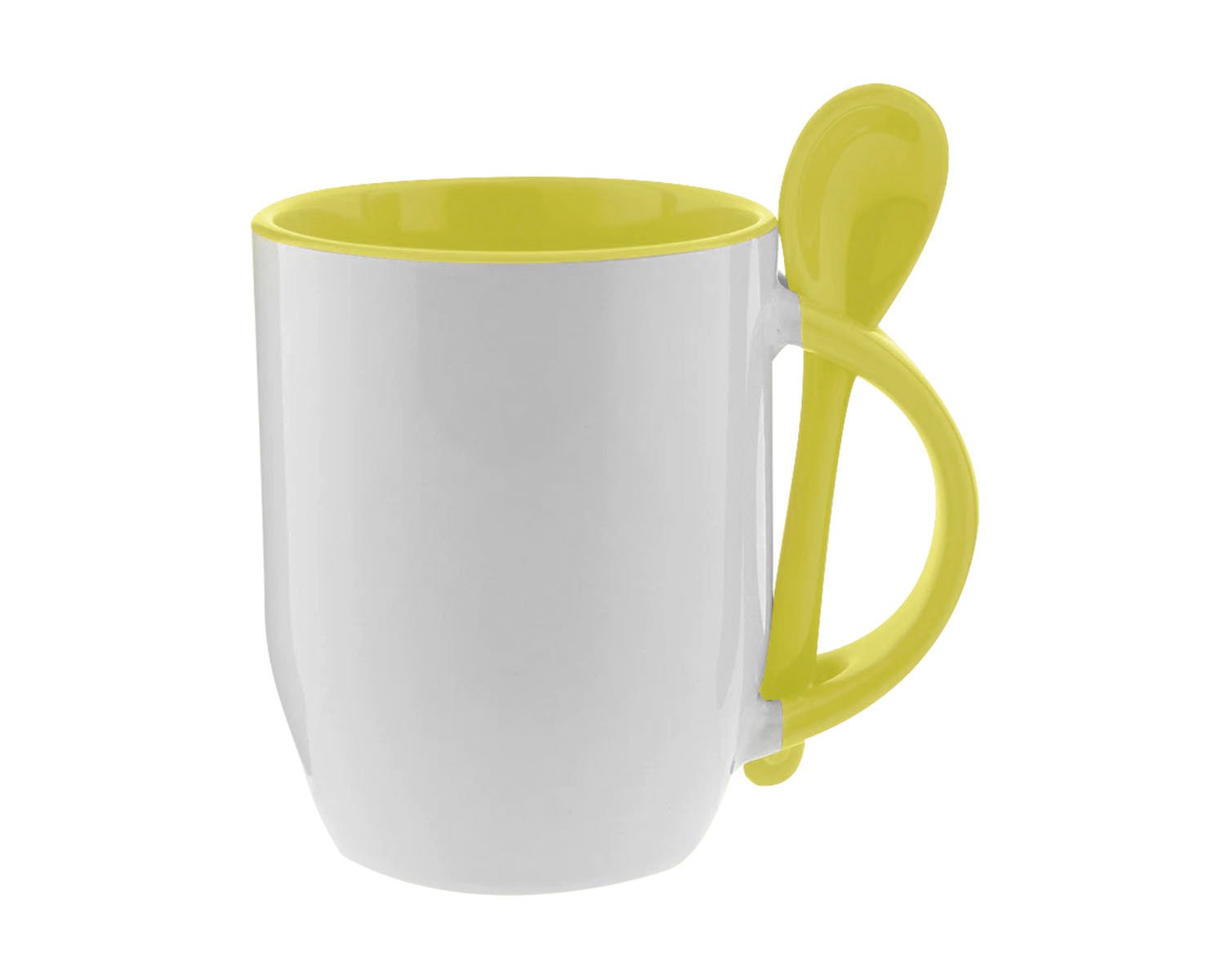 TAZA CUCHARA BICOLOR 12 OZ AMARILLO