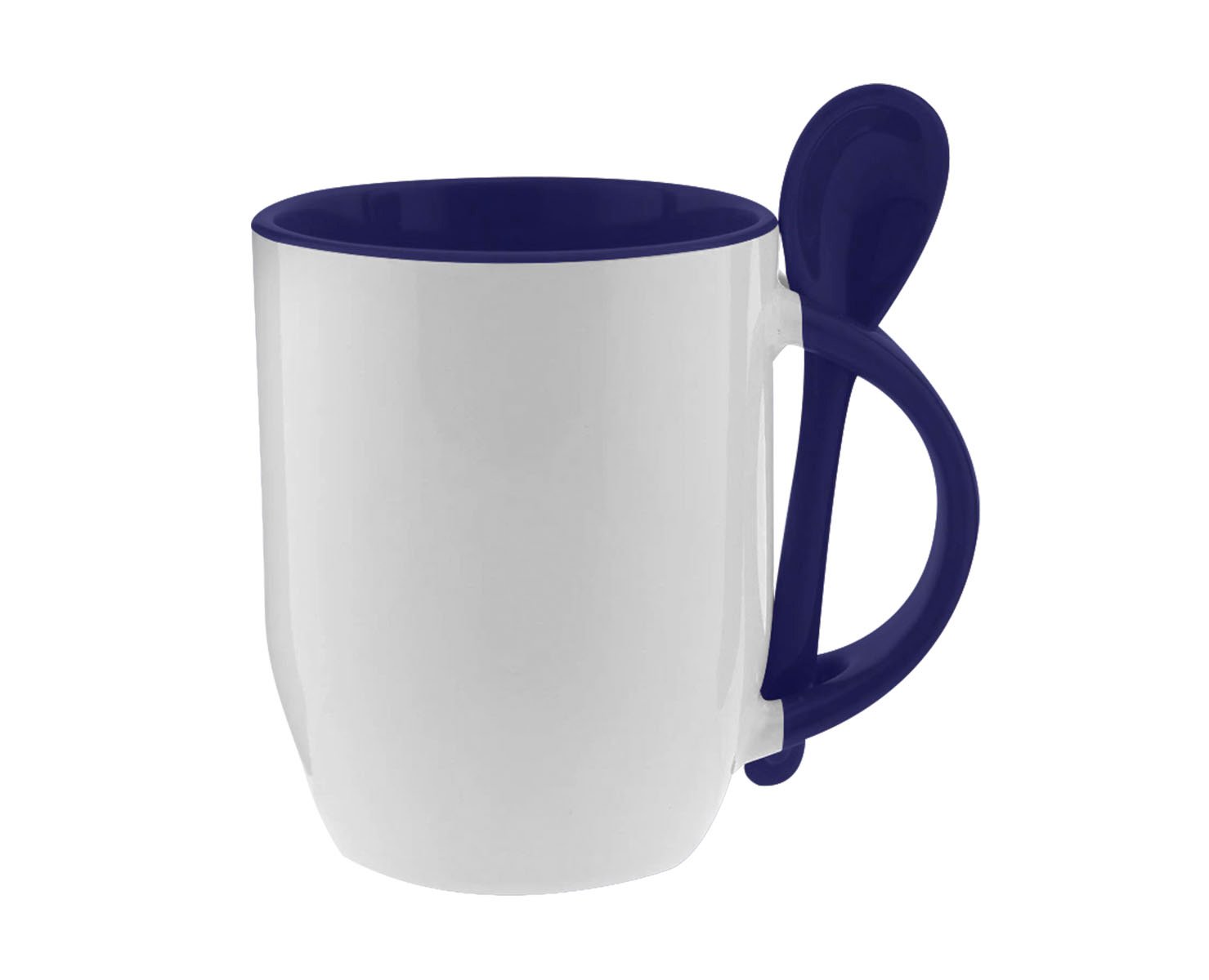 TAZA CUCHARA BICOLOR 12 OZ AZUL COBALTO