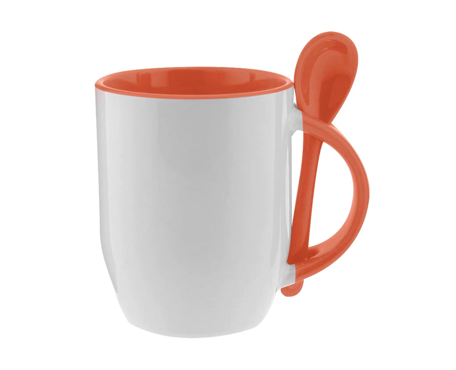 TAZA CUCHARA BICOLOR 12 OZ NARANJA