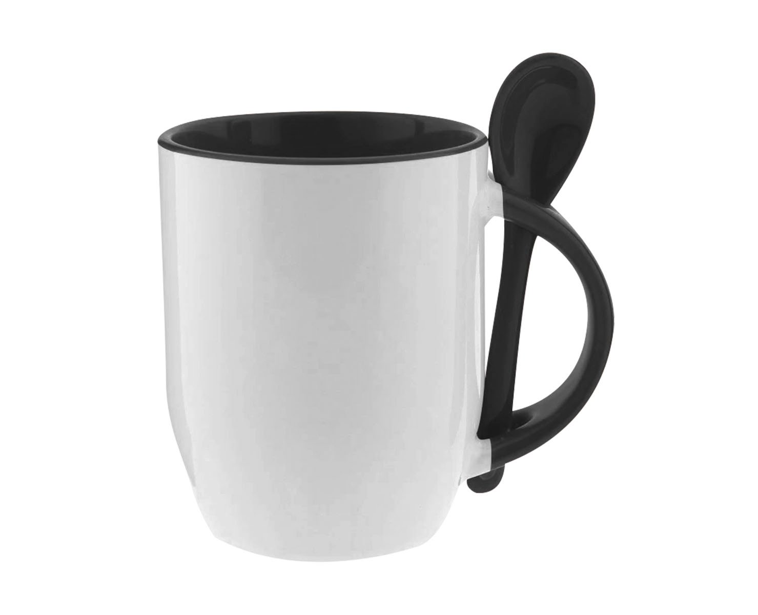 TAZA CUCHARA BICOLOR 12 OZ NEGRO