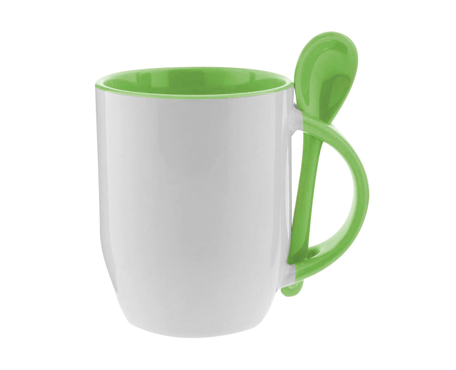 TAZA CUCHARA BICOLOR 12 OZ VERDE CLARO