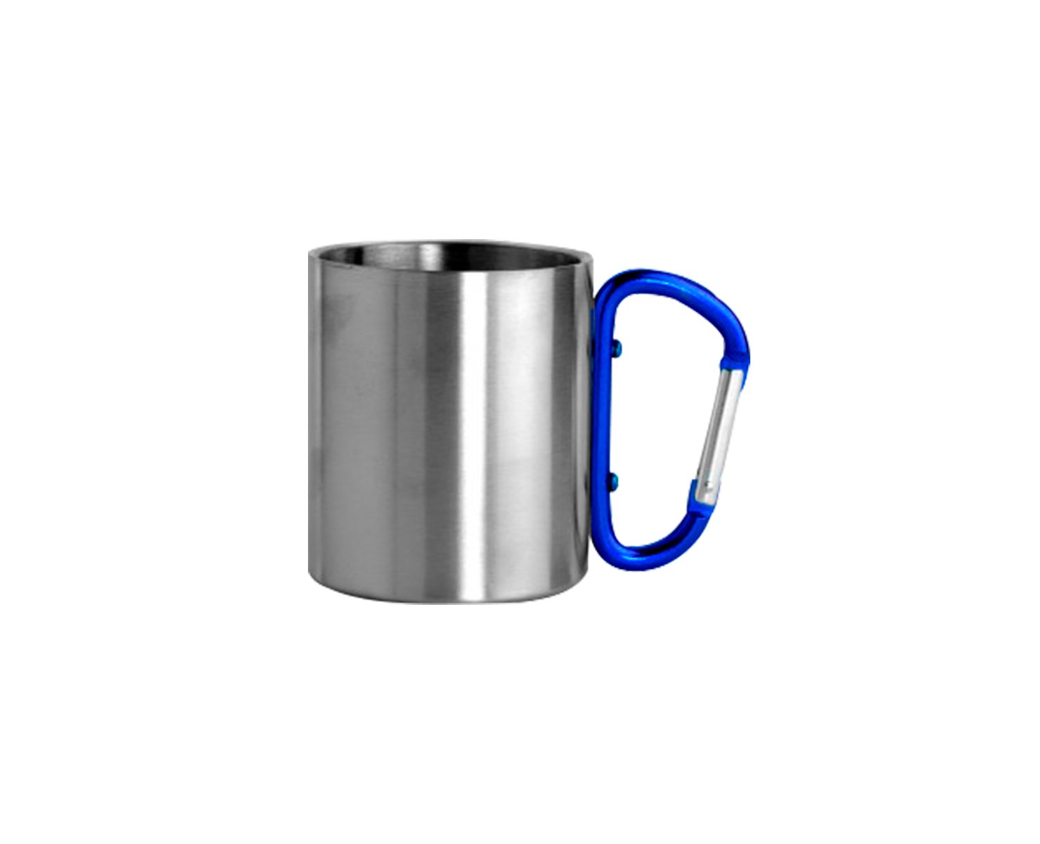 TAZA ACERO C/ASA GANCHO 300ML PLATA/AZUL