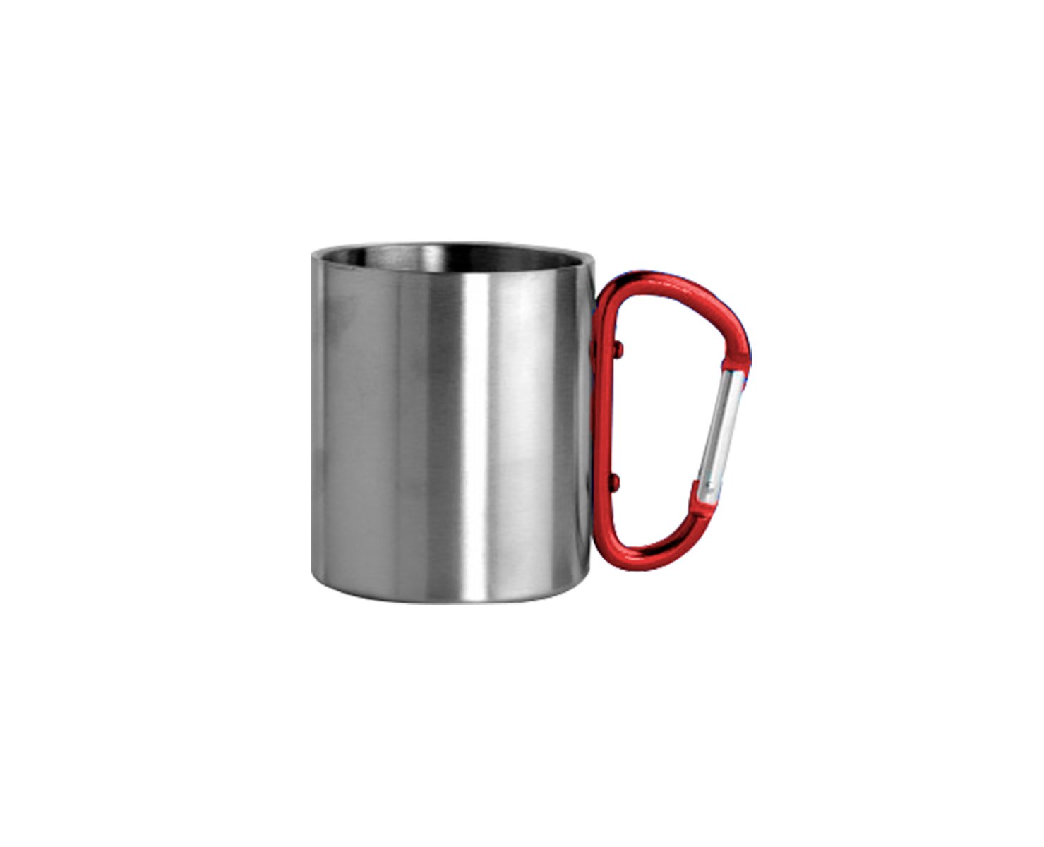 TAZA ACERO C/ASA GANCHO 300ML PLATA/ROJO