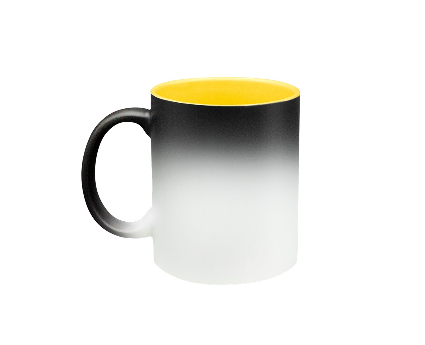 TAZA MAGICA NEGRO 11 OZ. INT.AMARILLO