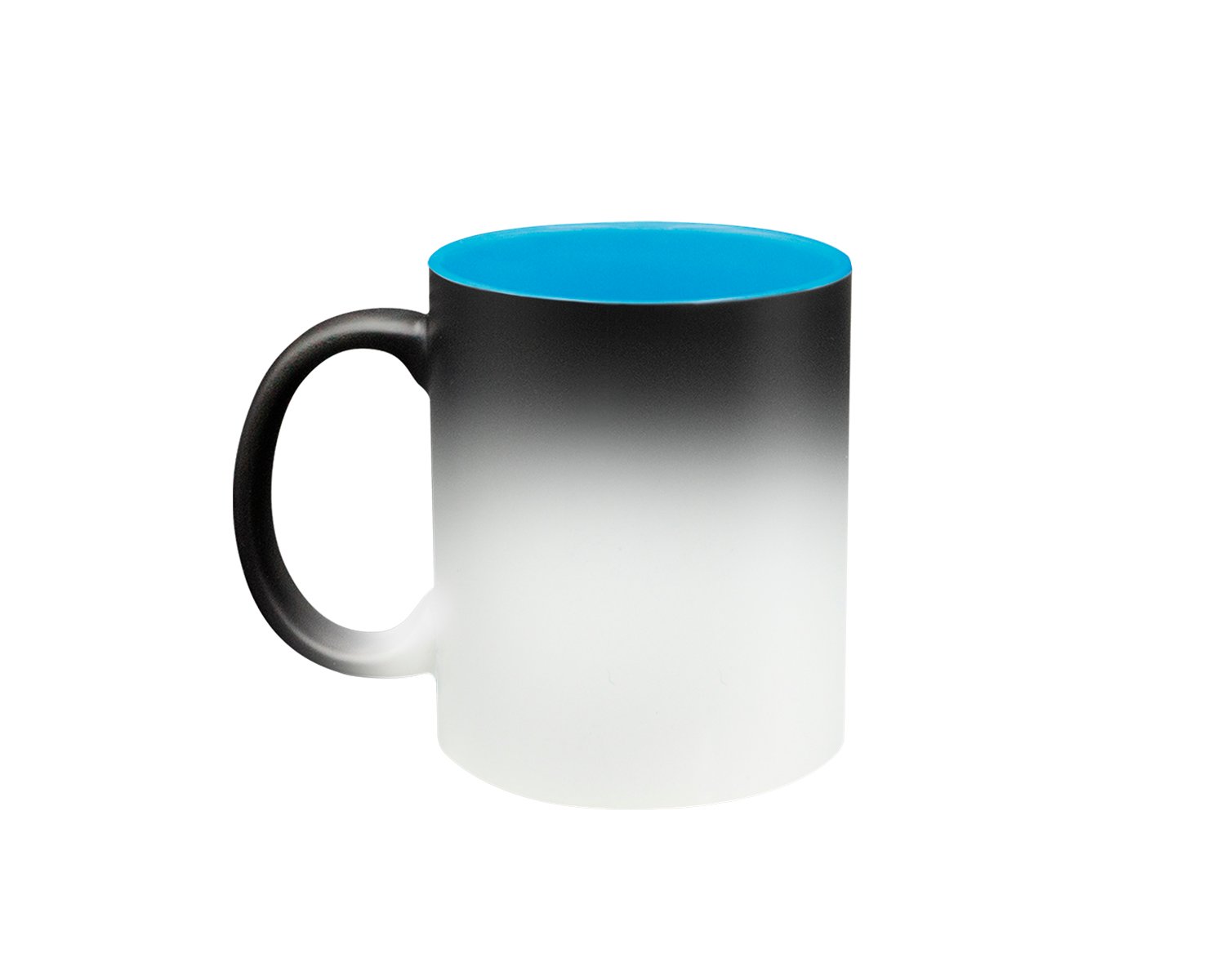 TAZA MAGICA NEGRO 11 OZ. INT. AZUL CLARO