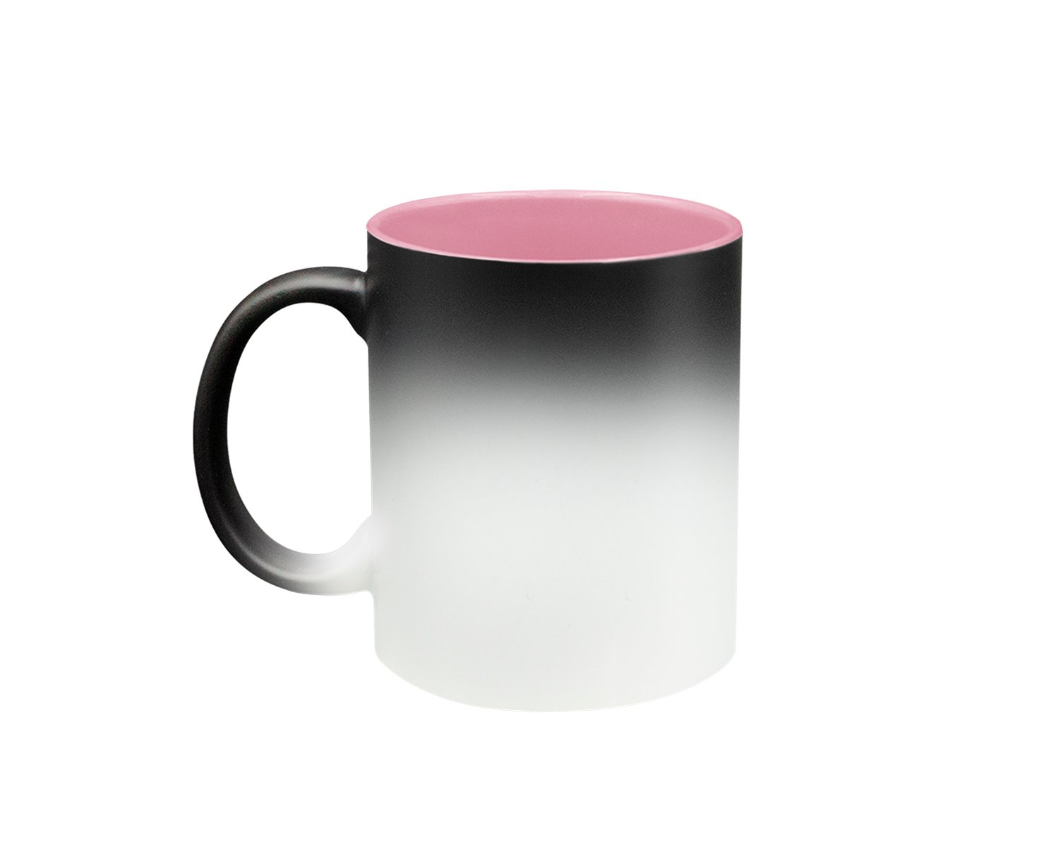 TAZA MAGICA NEGRO 11 OZ.INT. ROSA